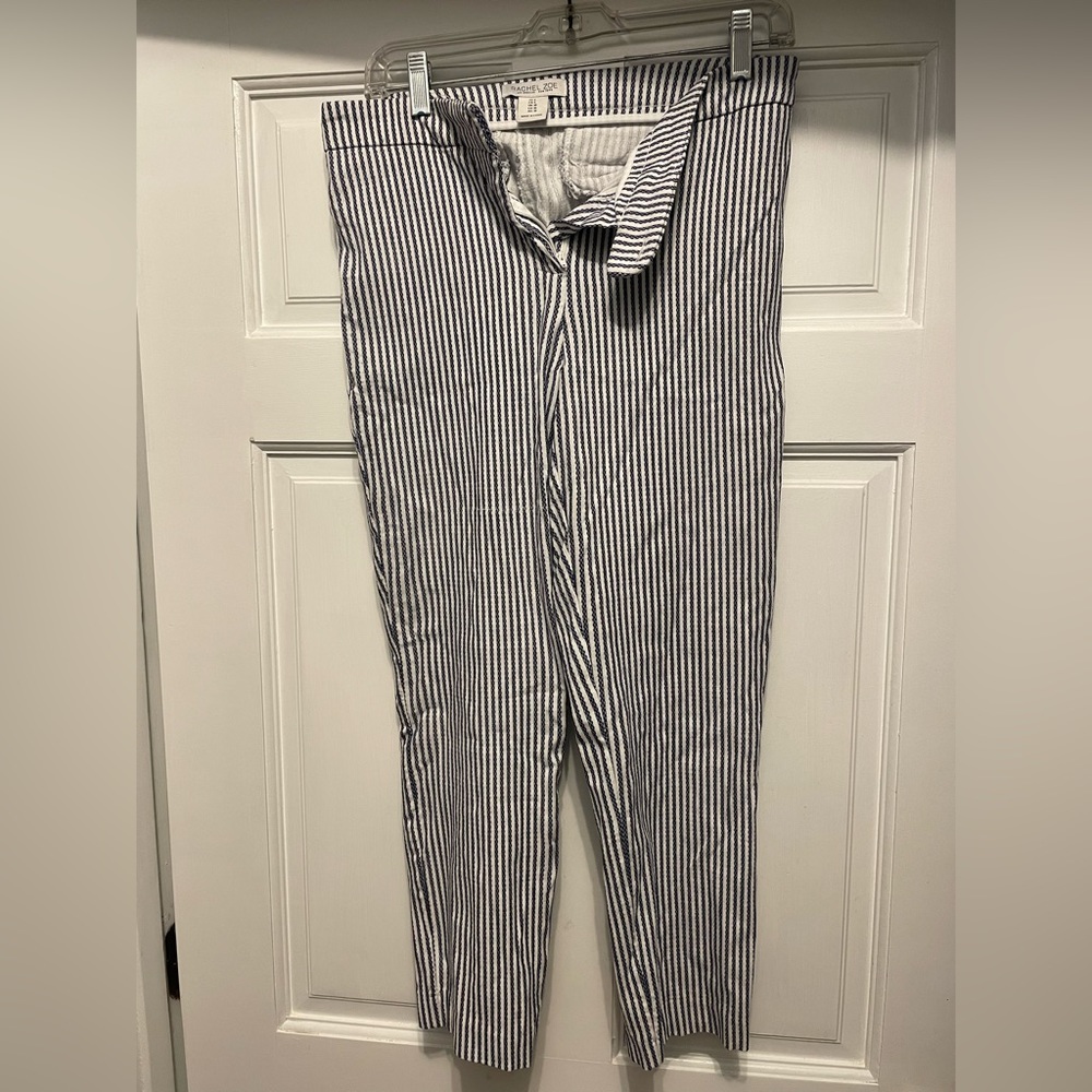 Rachel Zoe white and blue striped work pants size 6